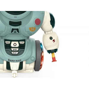 Робот БЛАСТ на батарейках, свет, звук, русская песня, подвижные суставы, пускает пар